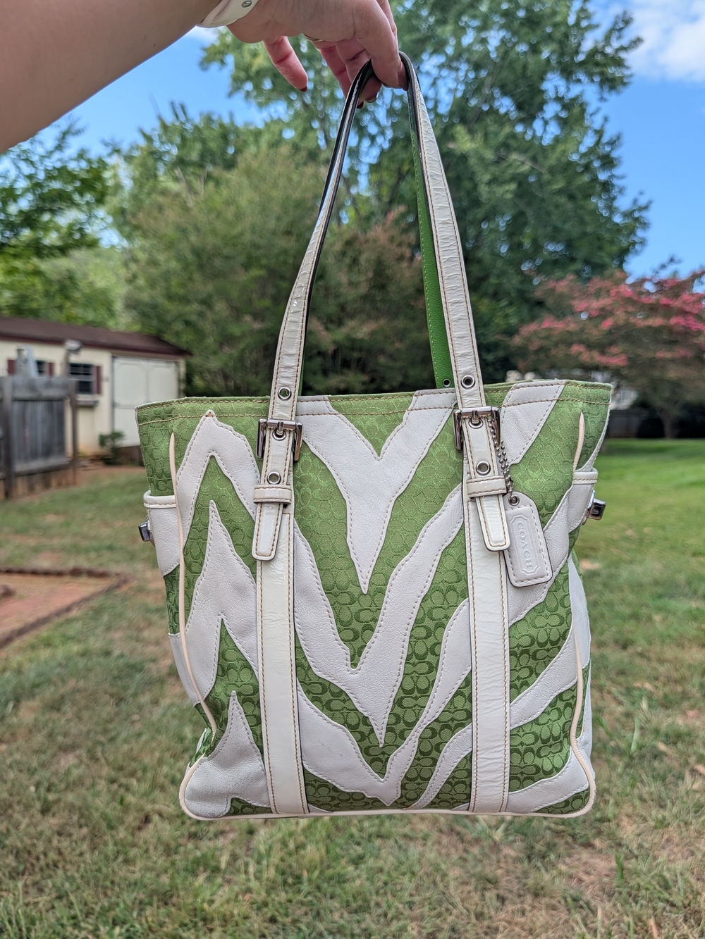 Coach Limited Edition zebra print signature tote, style 2555.